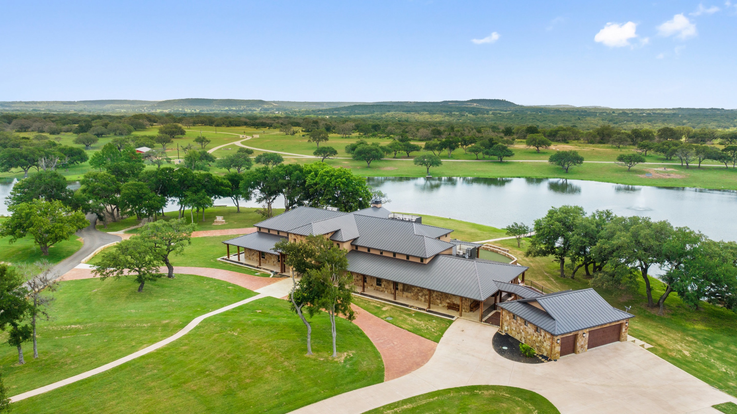 Aerial view of a ranch in the Texas Hill Country